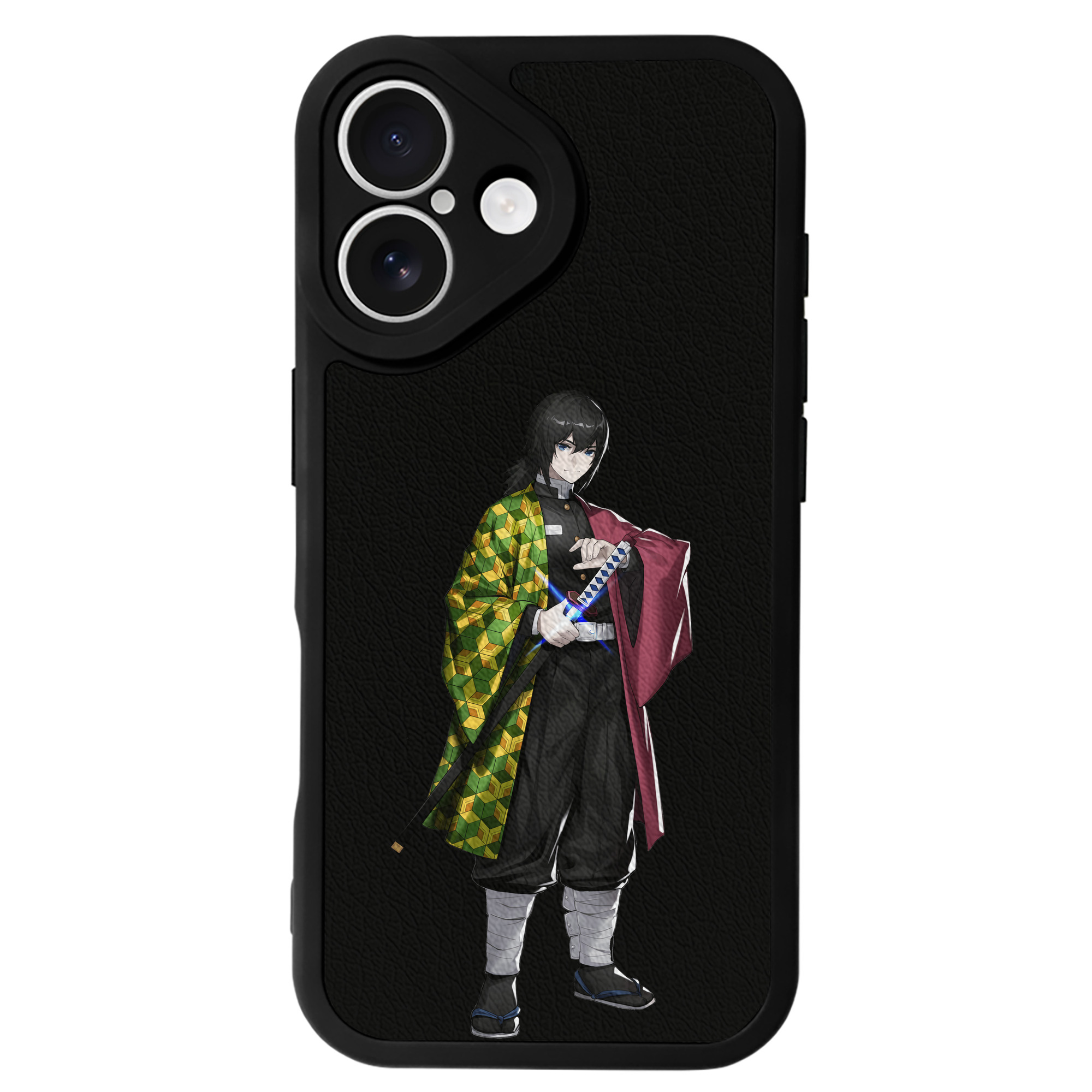 （画像用） 鬼滅の刃（きめつのやいば）水柱-冨岡 義勇／とみおか ぎゆう Tomioka Giyuu 【iPhone 16シリーズ対応】シリコンスマホケース（レザー調） 材質：シリコン